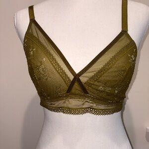Auden Olive Sheer Lace Bralette